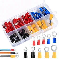102 Insulated Electrical Wire Splice Terminal Kit Spade/Ring Crimp Connector Set