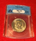 1958 D  FRANKLIN HALF DOLLAR   ANACS   MS 64 FBL  50C
