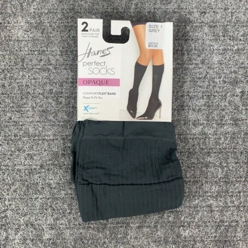 Hanes Perfect Socks Knee Highs Size 2 Grey Opaque Enhanced Toe 6 Pairs New - Picture 5 of 24
