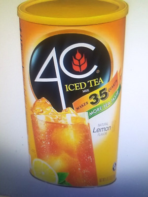 (ONE-82.6 oz.) 35 qt 4C LEMON ICED TEA MIX CANISTER WITH SCOOP INSIDE, KOSHER