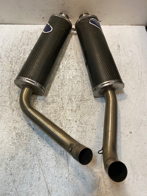 Termignoni Pair Oval Carbon Fiber Exhaust Silencers 45mm Bore 48mm