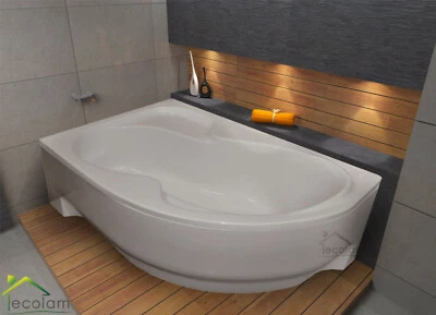 ECOLAM Badewanne Wela Acryl Wanne Eckwanne 150 160 170 x 100 Schürze Siphon Silikon