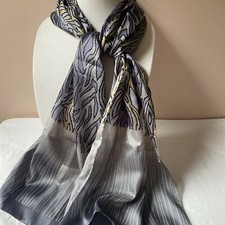 Vintage Symphony Silver/ Gray Tone Scarf w/ Purple  Soft Gold Accents