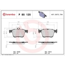 1x Bremsbelagsatz, Scheibenbremse BREMBO P 85 125X passend für AUDI SEAT VW