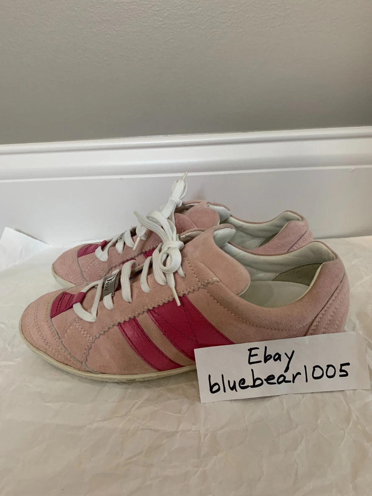Baskets décontractées rose CHRISTIAN DIOR étiquette métal chaussures 37 7