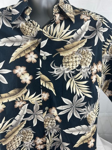 Cambria Moda kurzärmliges Hawaiihemd aus 100 % Baumwolle für Herren Größe Medium schwarz gebraucht, in einwandfreiem Zustand - Bild 3 von 3