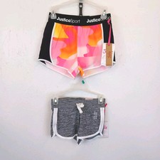 2x Justice Shorts 5/6 Girls Classic Running Gray Multicolor
