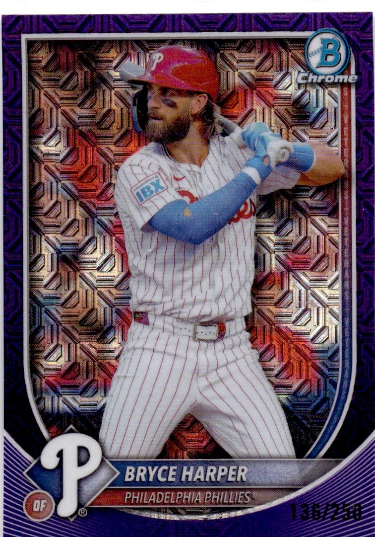 2025 Bowman #3 Bryce Harper Chrome Mojo Purple Refractor #/250