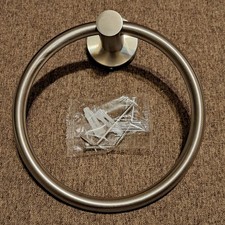 STAINLESS STEEL 6" ROUND TOWEL RING WITH MOUNTING HARDWARE. HOLDER RACK HANGER