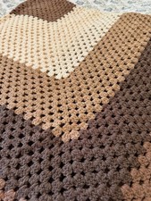 Vintage Afghan Blanket Topper Crochet Knit Sq...