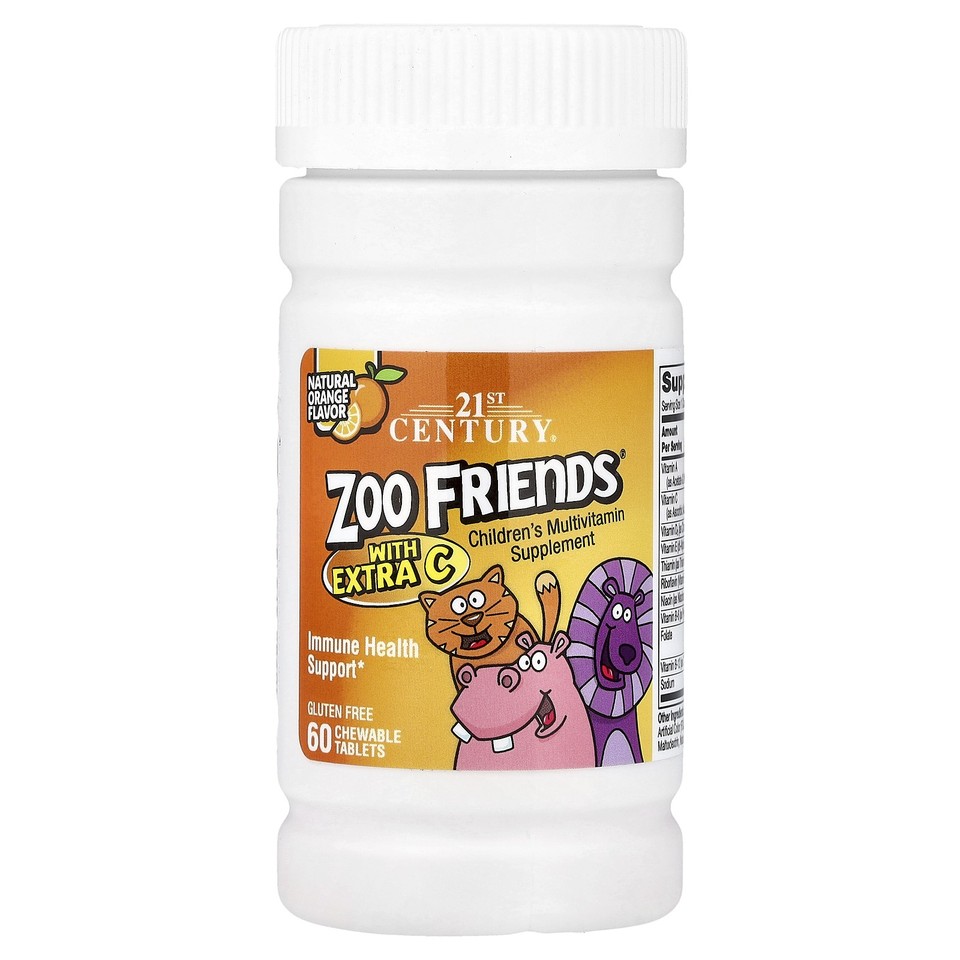 Zoo Friends® with Extra C, Natural Orange, 60 Chewable Tablets