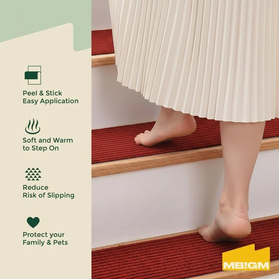 Alfombra antideslizante de 8" X 30" (paquete de 15) con peldaños para escaleras alfombra de seguridad antideslizante R... Foto 2 de 4