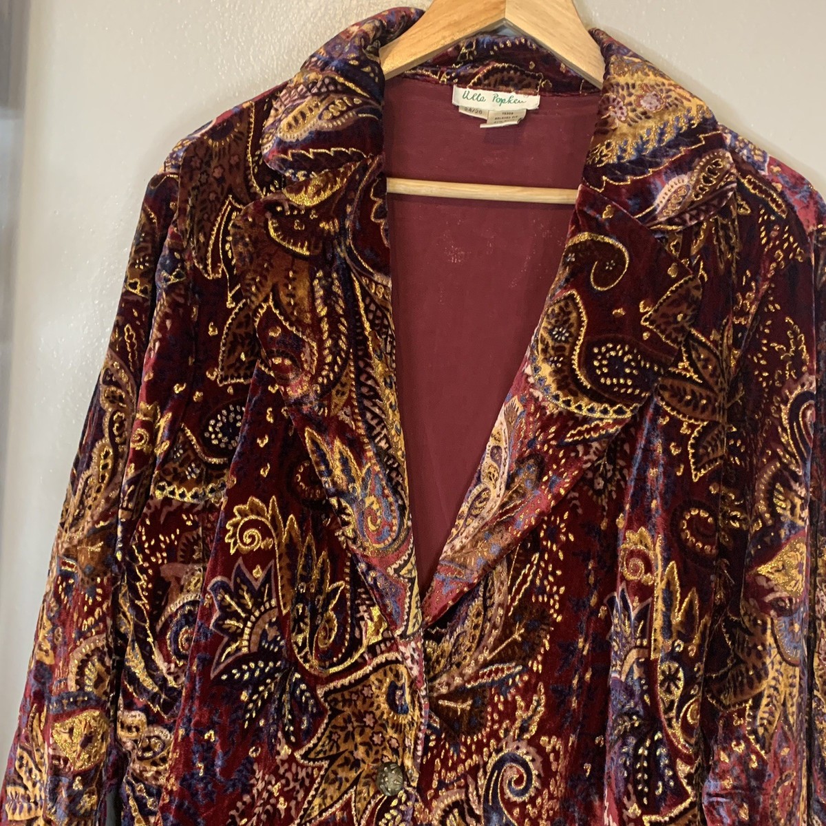 Ulla Popken Women Blazer 24/26 Velvet Paisley Metallic Evening