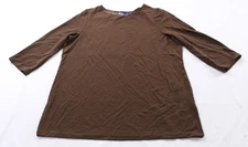 Susan Graver Women's Lustra Ballet Neck 3/4 Sleeve Tunic Top EH6 Brown Large