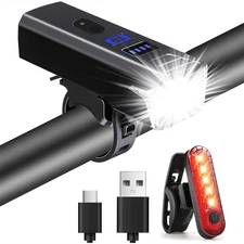 9000LM Super Bright LED Bike Light USB Rechargeable Bicycle Front Rear Headlight