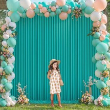 2 Panels 5ft x 10ft Turquoise Backdrop Curtain, 10x10FT Total, Wrinkle Free