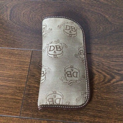 Dooney & Bourke Tan Signature DB Logo Canvas Eyeglass Sunglass Case Holder