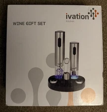 IVATION WINE GIFT SET Stainless Steel Electric Wine Bottle Opener AND AERATOR