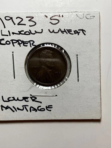 1923-S  EARLY SEMI KEY LINCOLN WHEAT PENNY, NICE CIRCULATED  VG