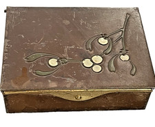Ancienne Boîte à Timbres Art Nouveau laiton décor GUI & HOUX Mistletoe stamp box