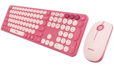 Wireless Bluetooth Keyboard and Mouse Combo, COE202 Retro Cute Round Keycaps,...