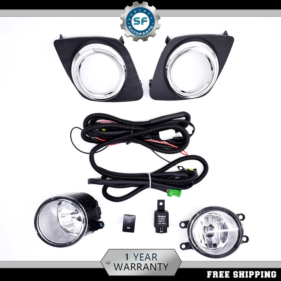 Par de luces antiniebla con bombilla + arnés + interruptor para parachoques cromado Toyota RAV4 2009-2012 Foto 2 de 4