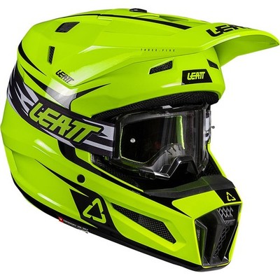 Leatt Motocross-Helm-Kit mit Brille Moto 3.5 V26 Neon Gelb/Schwarz