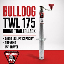 Bulldog Twl 175 Round Trailer Jack - 5000 Lb Lift Capacity - Topwind - 15 Trav