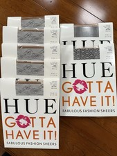 NOS HUE Sheer Hose Size 1 Control Top Natural  Cream Floral  Dot 7 Prs Opened