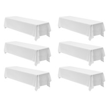 Uimoso 90x132 Inch White Rectangular Tablecloth for Weddings, Parties, 6 Pack