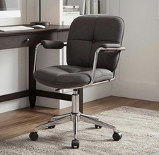 Sedia Ufficio Ciniglia Girevole Altezza Regolabile Sedia Scrivania con Braccioli Grigio