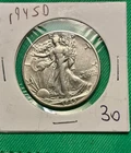 1945 D 50C Walking Liberty Silver Half Dollar- D 15