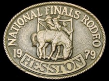 MH12105 UNUSED NFR 1979 NATIONAL FINALS RODEO HESSTON COLLECTOR BUCKLE