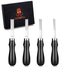 4 Size Leather Edge Beveler Tool Set, French Beveler, Wide Mouth Knife Wooden