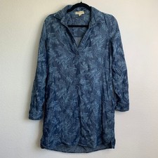 Cloth & Stone Palm Print Chambray Tencel Lyocell Shirt Dress XS