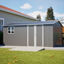 14x10 FT Large Outdoor Storage Shed with Floor Base, Ventilated, for Mower Bike