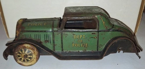 VINTAGE 1930'S MARX TIN WIND UP POLICE CAR RARE