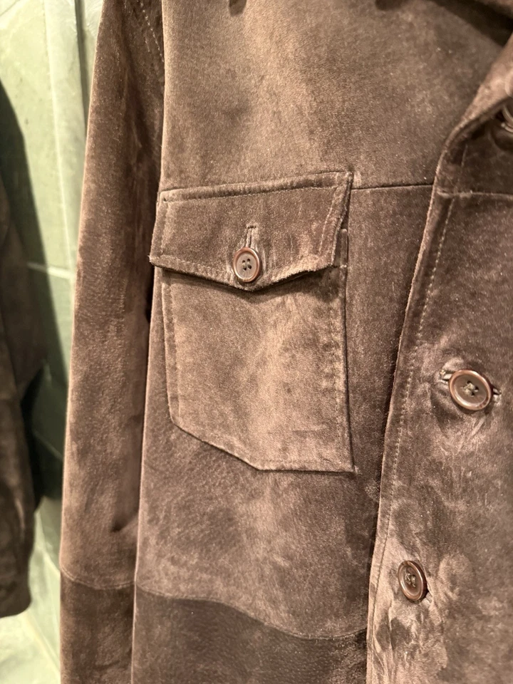 BC Ethic Men's XL Genuine Suede Leather Jacket Brown Custom Crafted Vintage 90s - Image 3 of 4