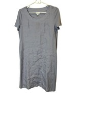 J Jill Pure Jill Dress Womens XS Blue Linen Short Sleeve Knee Length Shift