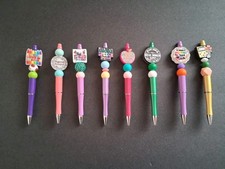 Teacher, Librarian, Social Worker, ST, PT Beaded Pen Gifts New Black Ink NEW