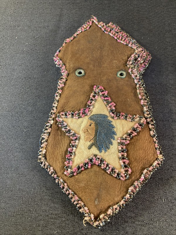 VTG Beaded Suede Leather pouch Native American Texas Chief Tobacco Coin Bag