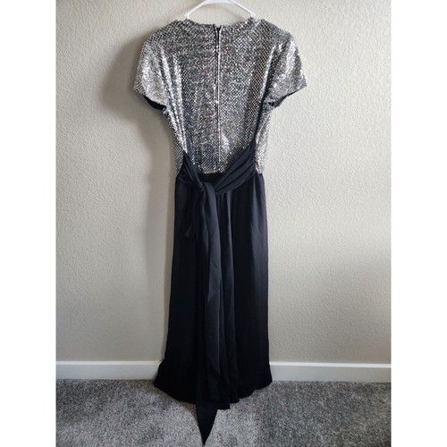 Vintage 1980s Night Way Womens Sz 8 Jumpsuit Black Silver Sparkly Sequin - Picture 5 of 5