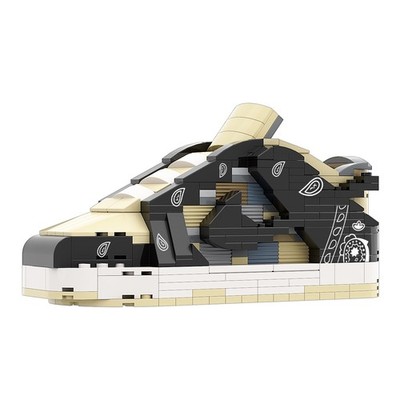 Premium Brown Cream Sneaker Inspired Building Block Set Display Model Gift