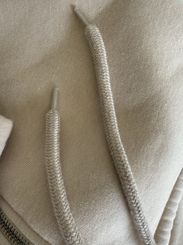 ZARA Hooded Fleece Jumpsuit L Beige Tan Full Zip Drawstring Waist Cozy Loungewe - Picture 13 of 15