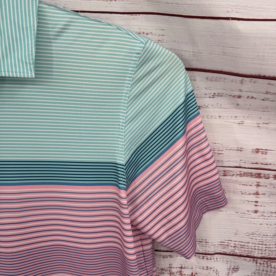 Camisa Polo Vineyard Vines Performance Para Hombre Grande Rayas Golf Informal Foto 4 de 4