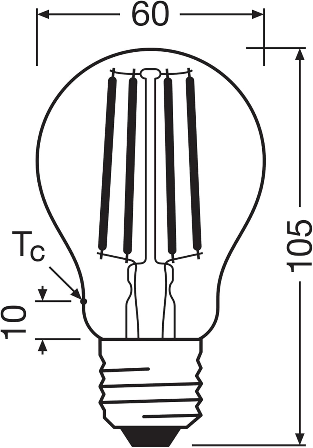 Ampoule LED Osram E27 Blanc Chaud Pack de 3 Pièces Remplacement 60W