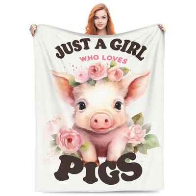 amepay Cute Garland Pig Blanket Gifts Just a Girl Who 60x50 Inch, White1
