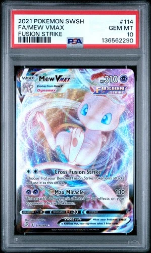 2021 POKEMON SWORD & SHIELD FUSION STRIKE #114 FULL ART/MEW VMAX PSA 10