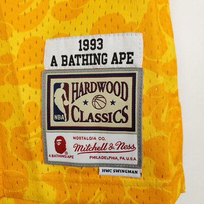 BAPE LA Lakers Mitchell & Ness NBA S Small Jersey Yellow #93 A