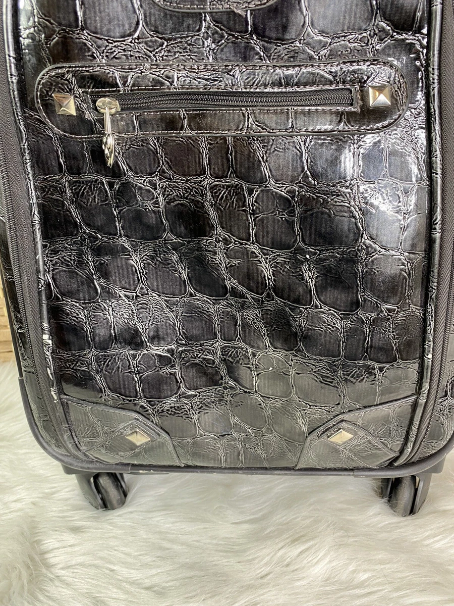 Black Croco Rolling Suitcase Kathy Van Zeeland 22 inch spinner
